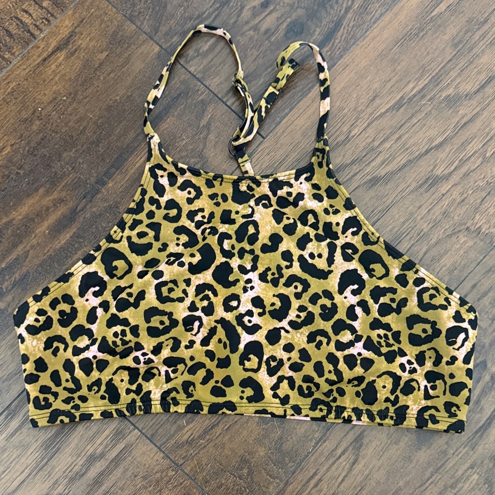Urban Outfitters Animal Print Halter Bikini Top